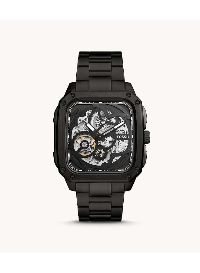 FOSSIL Men Inscription Rectangle Shape Stainless Steel Analog Wrist Watch BQ2574 - 42mm - Black - Image 1