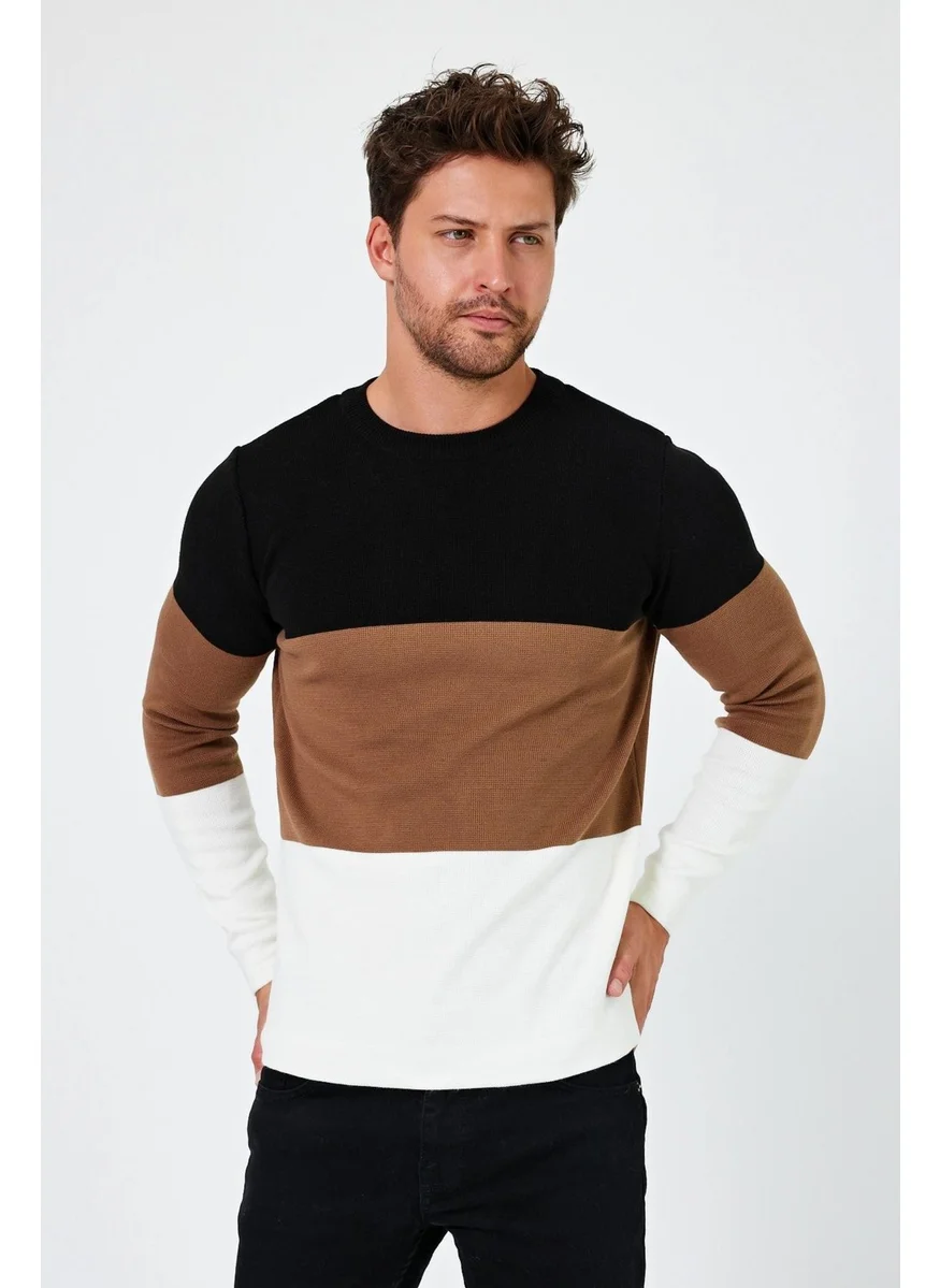 الكسندر جاردي Alexandergardı Crew Neck Color Block Regular Fit Sweater (E24-EZE-05)