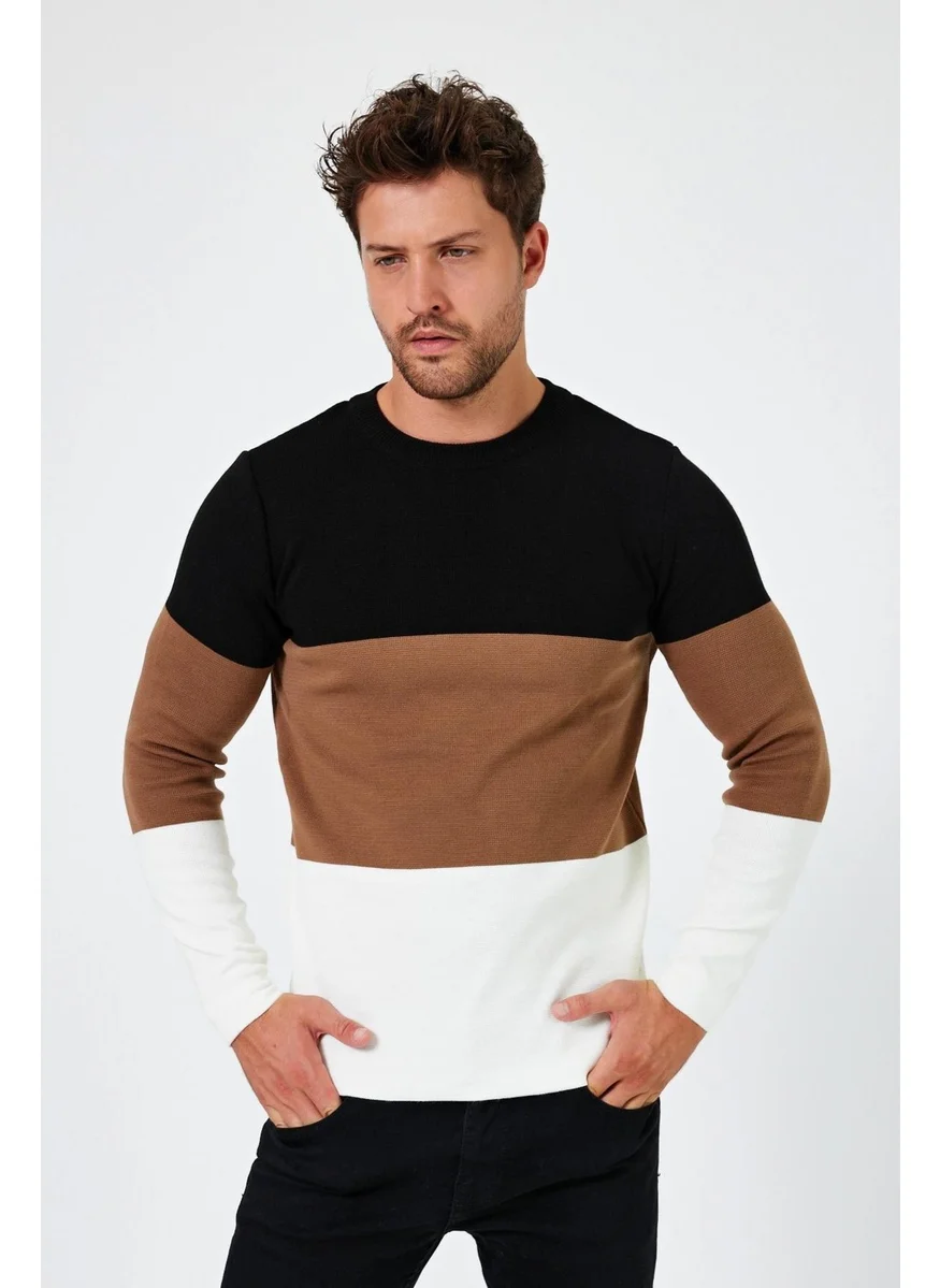 الكسندر جاردي Alexandergardı Crew Neck Color Block Regular Fit Sweater (E24-EZE-05)