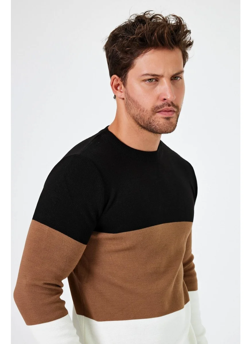 الكسندر جاردي Alexandergardı Crew Neck Color Block Regular Fit Sweater (E24-EZE-05)