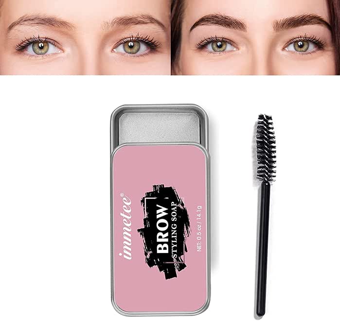 immetee Eyebrow Soap, Excellent Stereotypes Eyebrow Styling Wax, Long-lasting Waterproof Eyebrow Enhancer Gel, 3D Feathery Brows Shaping Soap Brow Freeze -0.5oz(1PC+Brush)