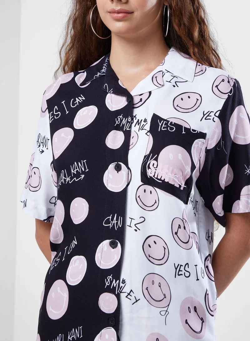 Karl Kani Chest Signature Colour Block Smiley Resort Shirt