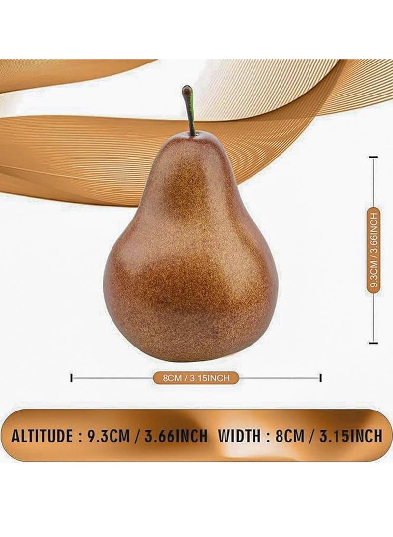 Barakah 6Pcs Artificial Fruit, Realistic Fake Brown Pear, for Decorations, Photography Prop, Lifelike Home Kitchen Cabinet Decoration, Simulation Party, Fruit Shop Model, Dining Room Desk Fruit Decor - Image 5