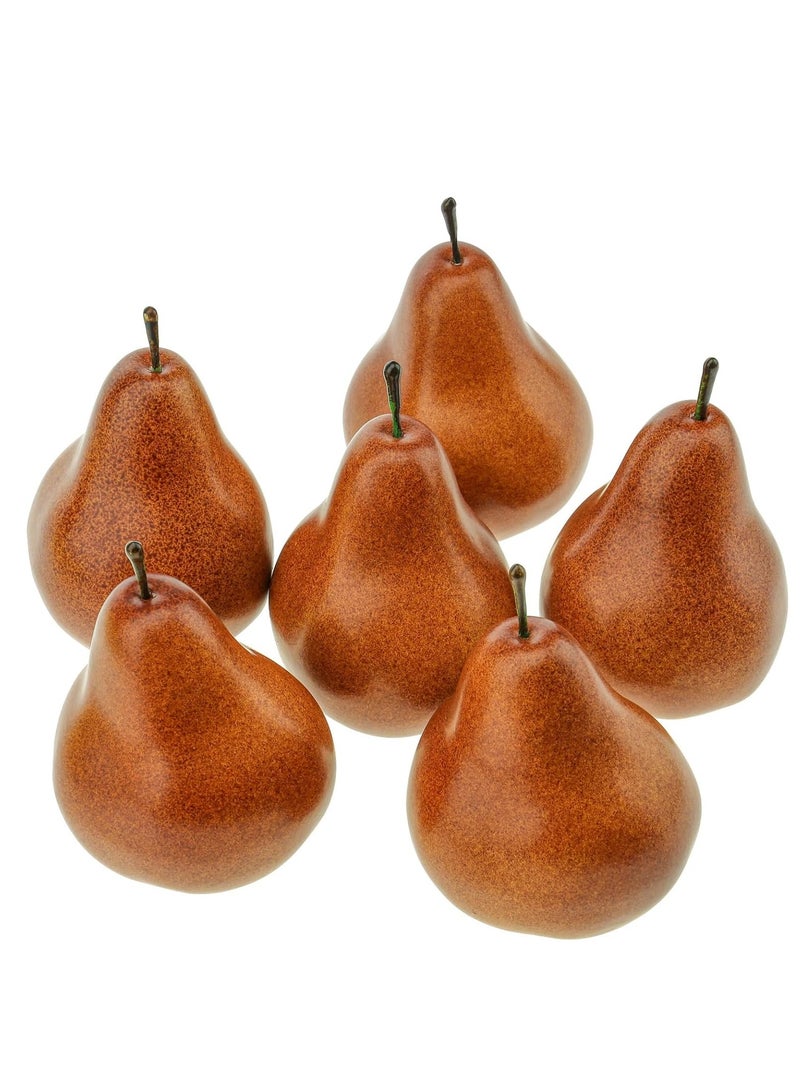 Barakah 6Pcs Artificial Fruit, Realistic Fake Brown Pear, for Decorations, Photography Prop, Lifelike Home Kitchen Cabinet Decoration, Simulation Party, Fruit Shop Model, Dining Room Desk Fruit Decor - Image 1