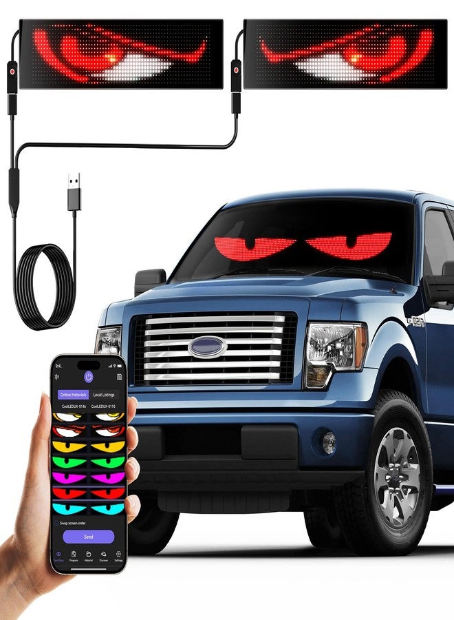 GOTUS 2Pcs Devil Eyes Light for Cars,Flexible Scrolling Programmable LED Signs,LED Eyes for Truck Windshield,Custom Editor Colours,Animations,Text - Image 1