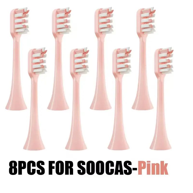 Soocas V1 V2 X3 X3U X5 D2 D3 Replacement Toothbrush Heads for Sonic Electric Toothbrush, Soft Bristles, 8 Pack, Pink - Image 1