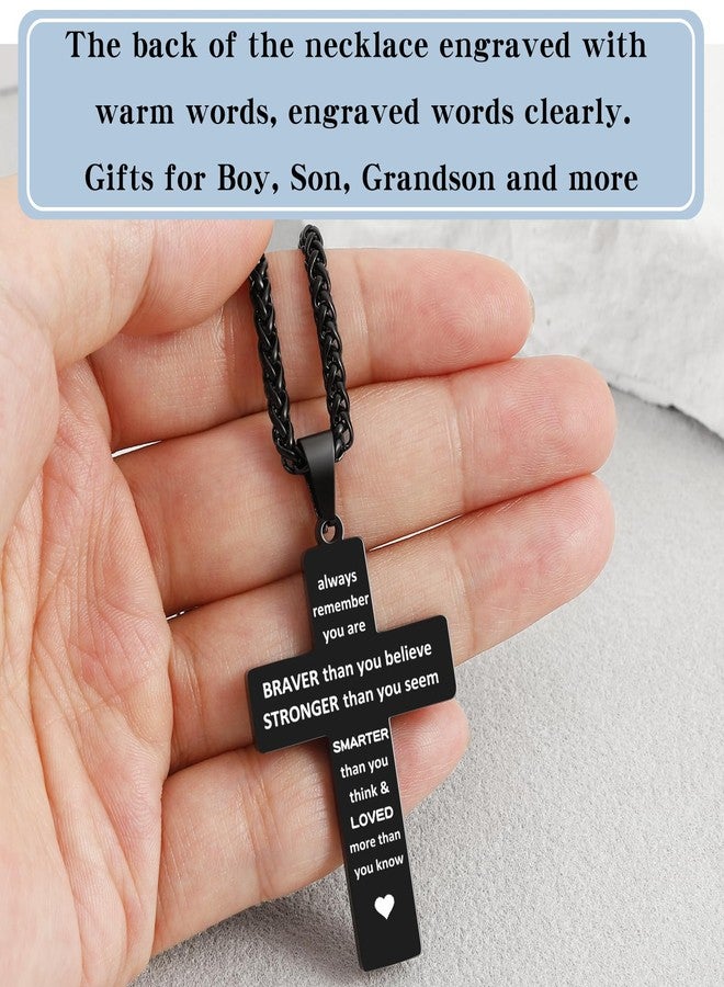 Keniot Cross Necklace for Men, Bible Verse American Flag Pendant Gifts for Birthday Christmas, First Communion Baptism Christian Religious Gifts - Image 5