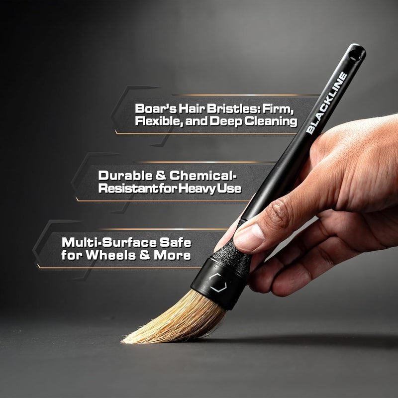 Blackline Car Care Boar Hair Brushes- Luxury Car Detailing Brush Set for Interior and Exterior - Best Auto Detailing Brushes - Premium Hair Car Detailing Brushes (Boars Hair Bristles) - Image 4