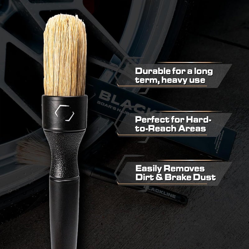 Blackline Car Care Boar Hair Brushes- Luxury Car Detailing Brush Set for Interior and Exterior - Best Auto Detailing Brushes - Premium Hair Car Detailing Brushes (Boars Hair Bristles) - Image 3