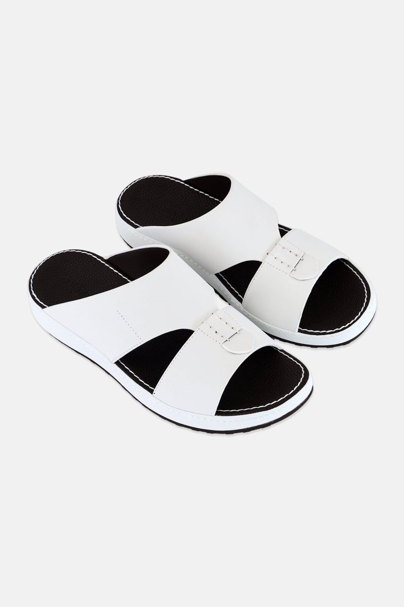 London Fog Men Slip On Arabic Sandals, White - Image 2