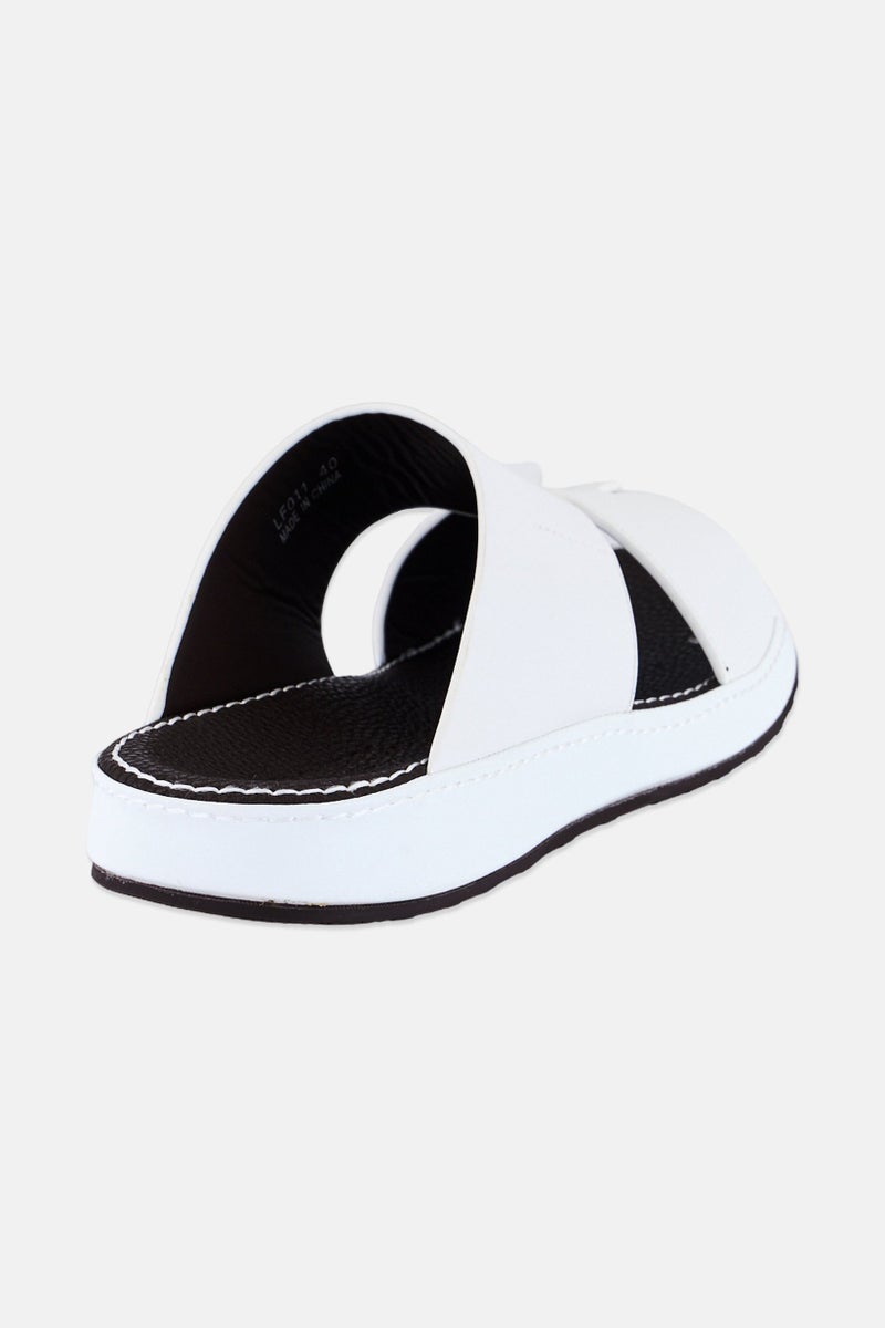 London Fog Men Slip On Arabic Sandals, White - Image 3