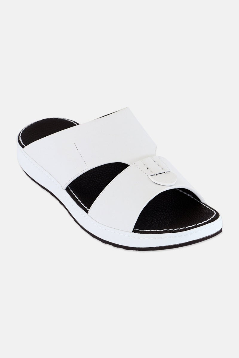 London Fog Men Slip On Arabic Sandals, White - Image 1