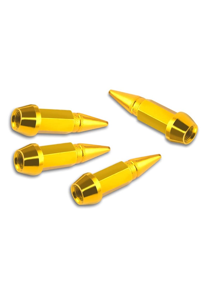 Generic Aluminum Spike Car Tire Valve Caps 4 Pack Gold Dustproof Universal Stem Caps for Most Vehicles 45MM  - Image 1