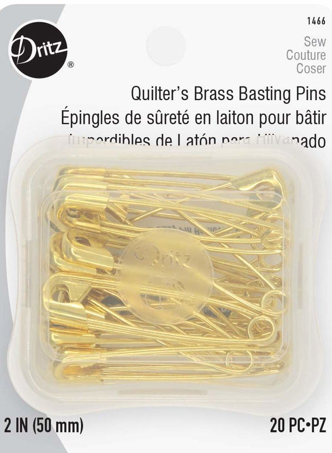 Dritz 1466 Safety Pins, Brass, Size 3 (20-Count) - Image 1