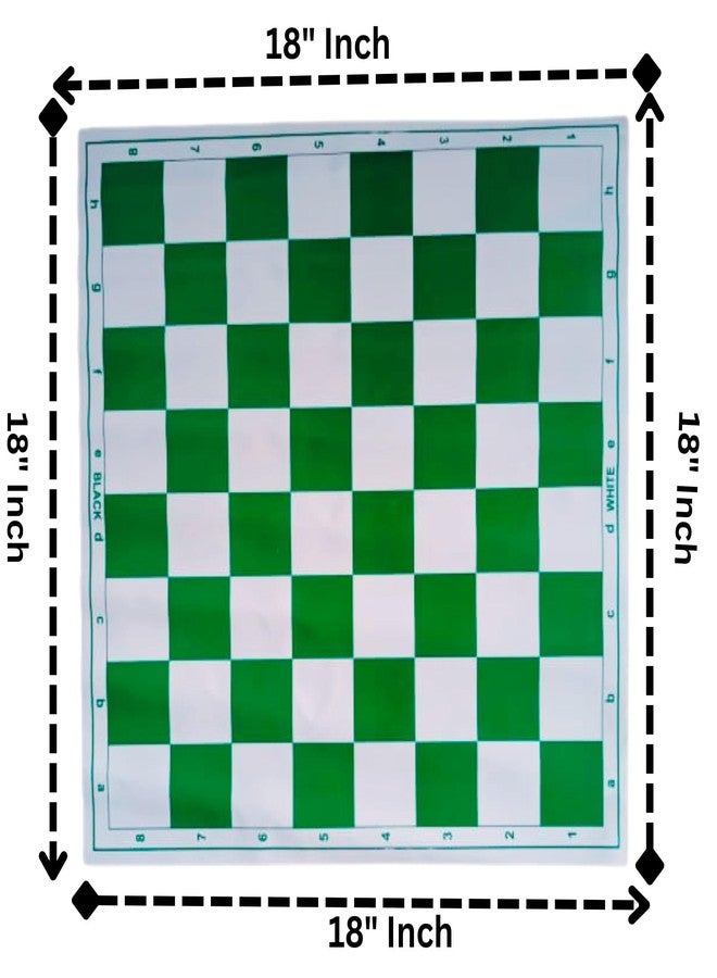 Tournament Chess Set - 18 Inch White & Green Vinyl Chess Mat with 3.75" King Size Staunton Plastic Chess Pieces - Foldable, Lightweight & Durable - Ideal for Students, Beginners & Professionals - Image 2