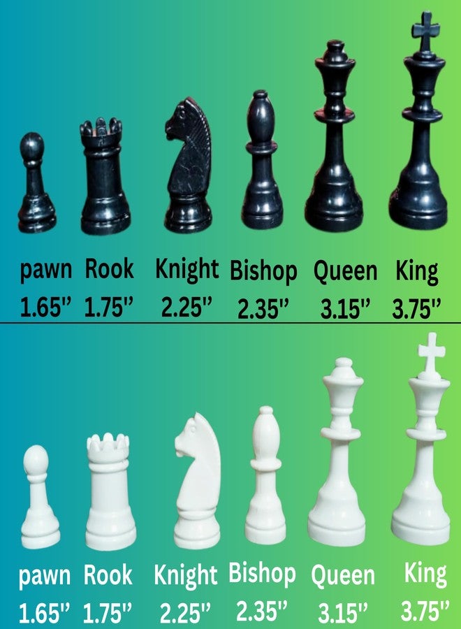 Tournament Chess Set - 18 Inch White & Green Vinyl Chess Mat with 3.75" King Size Staunton Plastic Chess Pieces - Foldable, Lightweight & Durable - Ideal for Students, Beginners & Professionals - Image 3