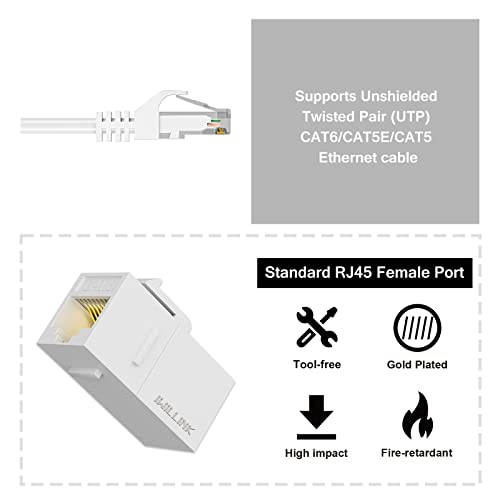 iwillink RJ45 Cat6 Keystone Coupler 25-Pack, Female to Female Cat6 Keystone Jack, UTP Keystone Coupler Insert,Keystone Jack, White - Image 3