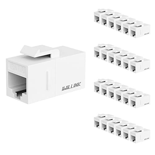 iwillink RJ45 Cat6 Keystone Coupler 25-Pack, Female to Female Cat6 Keystone Jack, UTP Keystone Coupler Insert,Keystone Jack, White - Image 1