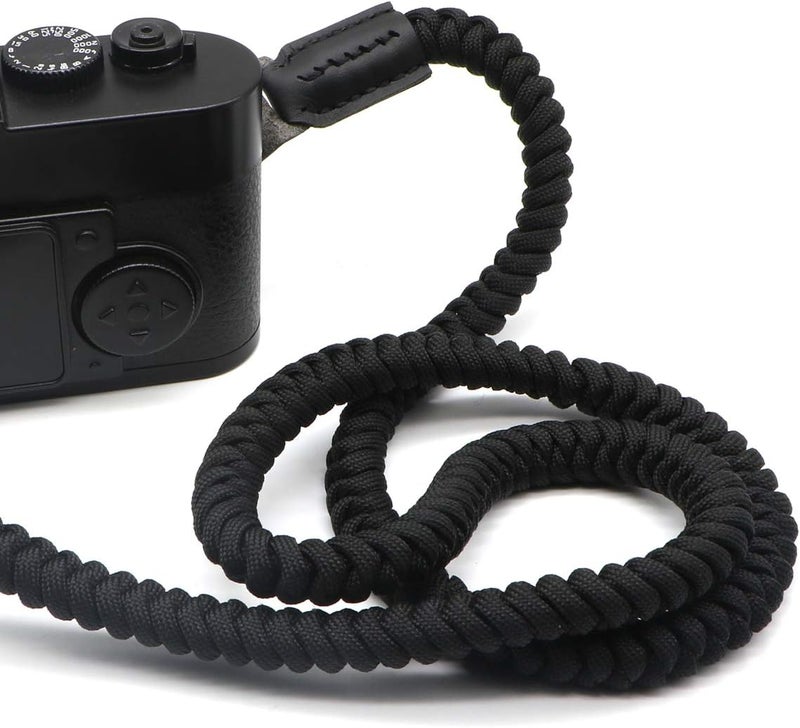 HITHUT Paracord Woven Camera Neck Shoulder Strap Belt Hand Compatible with Canon Nikon Sony Olympus Pentax Fujifilm Panasonic SLR DSLR Digital Mirrorless Cameras 36inch Black - Image 4