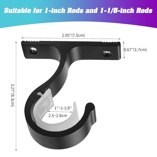 Anndason Ceiling Mount & Wall Installation Curtain Rod Brackets Holders for 1 Inch Rod, Black (Set of 2, Black) - Image 4