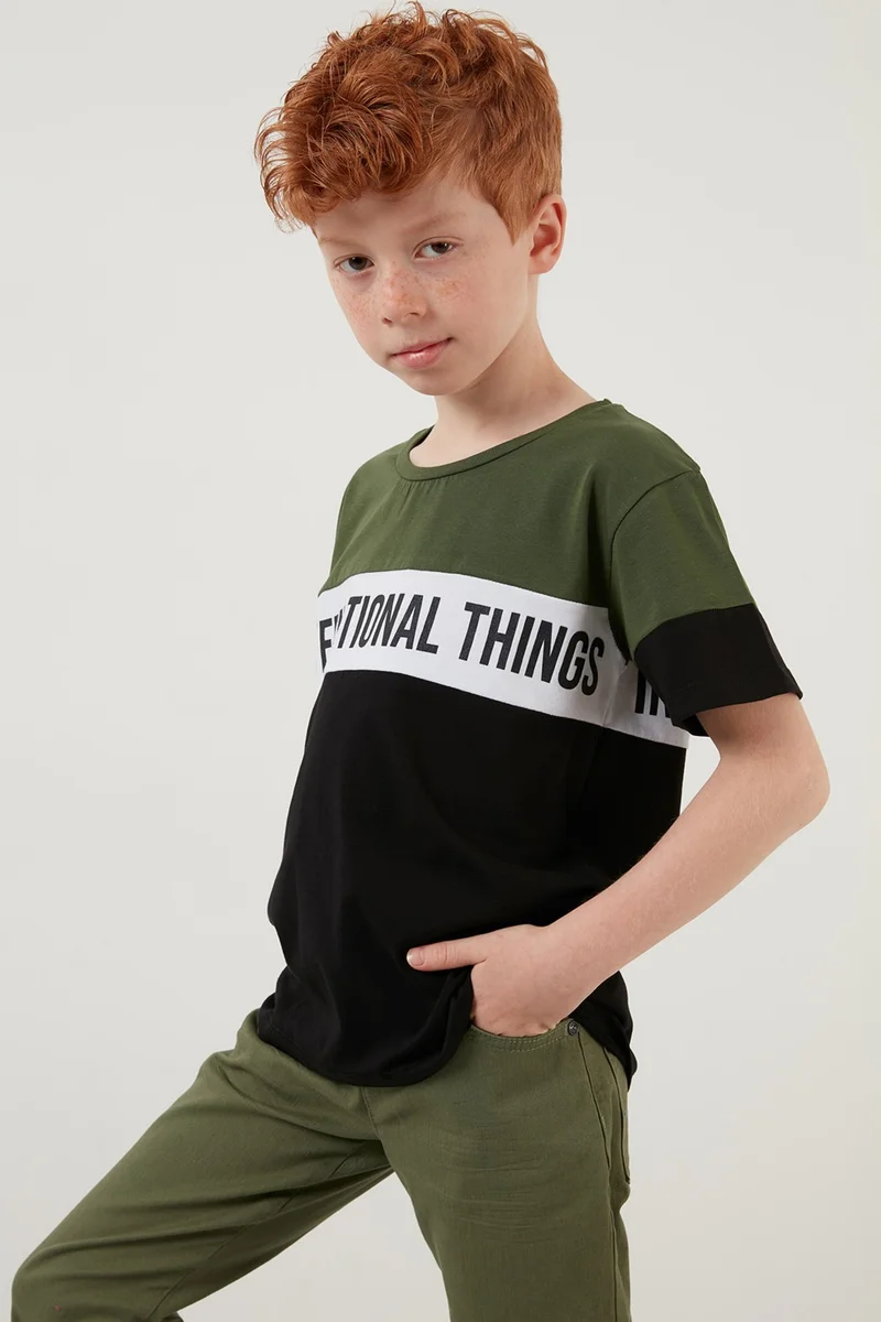 ليلا Color Block Crew Neck Cotton T Shirt Boy T Shirt 6211017