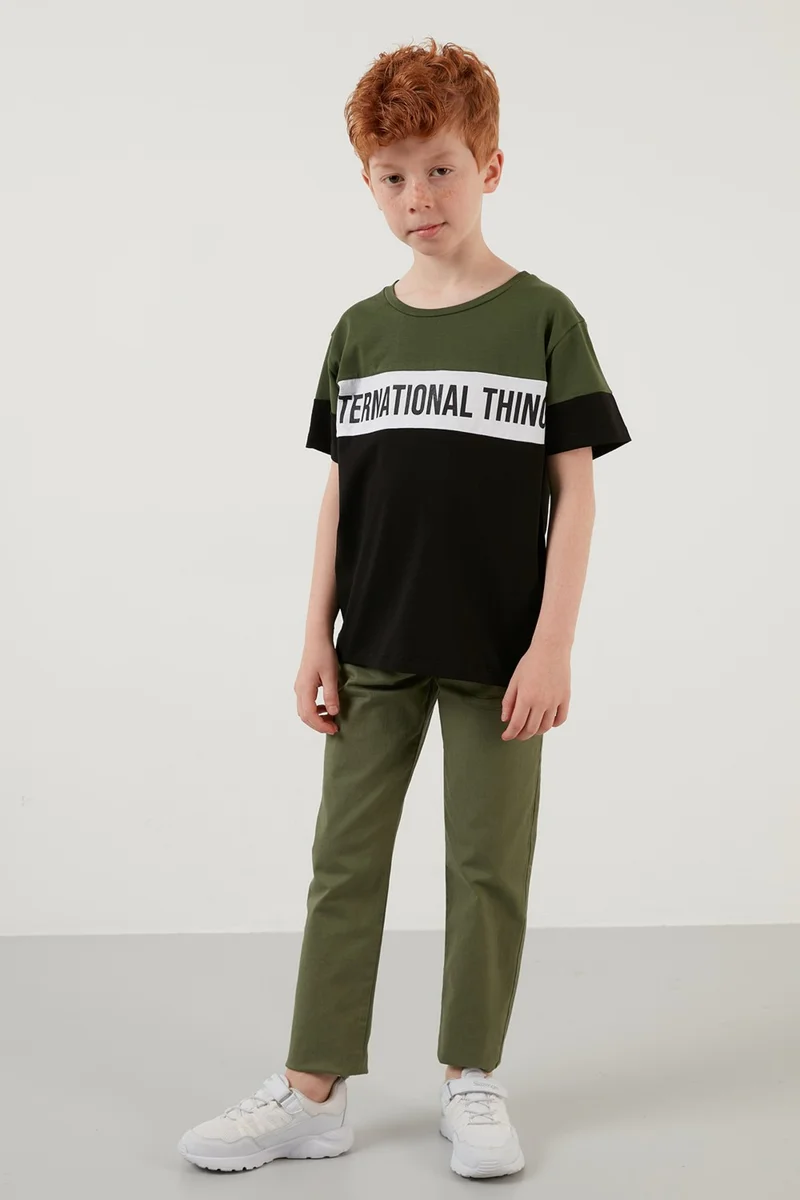 ليلا Color Block Crew Neck Cotton T Shirt Boy T Shirt 6211017