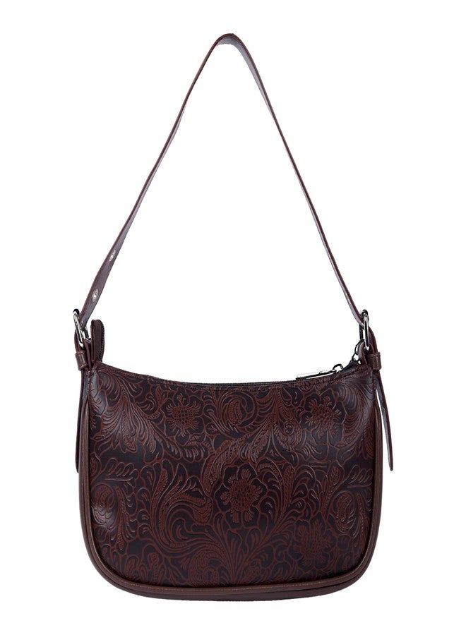 Lino Perros Floral-Embossed-Brown Hand Bag - Image 4