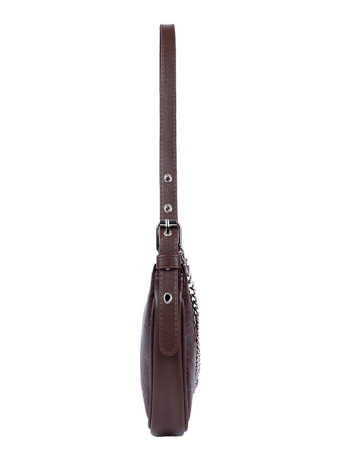 Lino Perros Floral-Embossed-Brown Hand Bag - Image 3