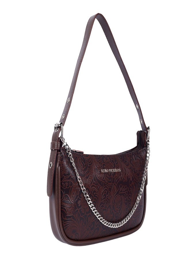 Lino Perros Floral-Embossed-Brown Hand Bag - Image 2