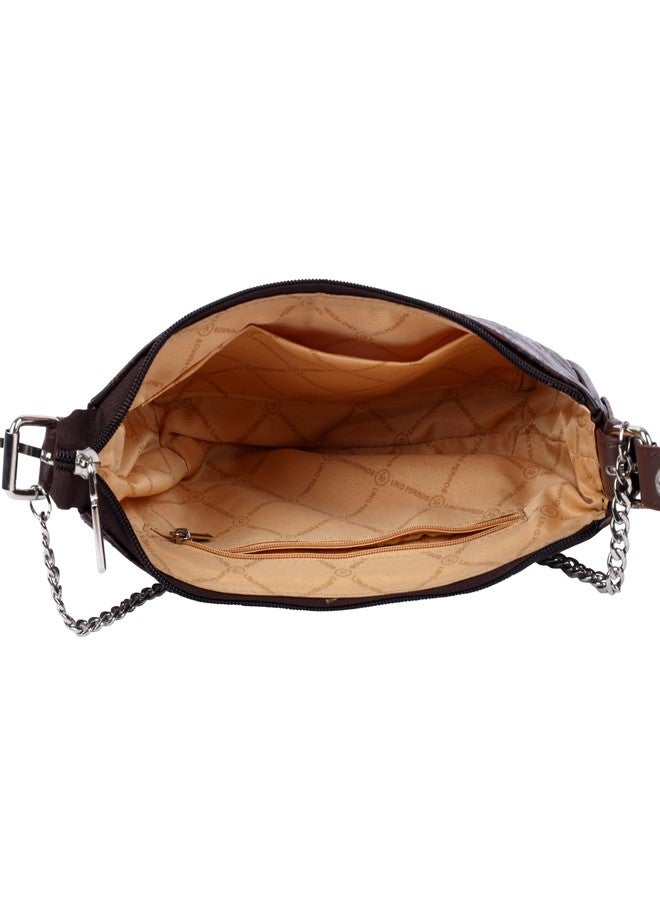 Lino Perros Floral-Embossed-Brown Hand Bag - Image 5