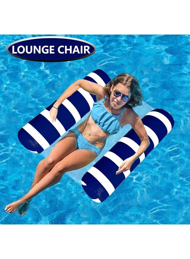Annil 3 Pack Inflatable Pool Floats Adult Size Water Hammock,Floats for Swimming Pool,4-in-1 Multi-Purpose Floating Toys for Adults Vacation Fun & Rest, Blue & Pink NavyBlue (pool floats 3 new 3) - Image 3