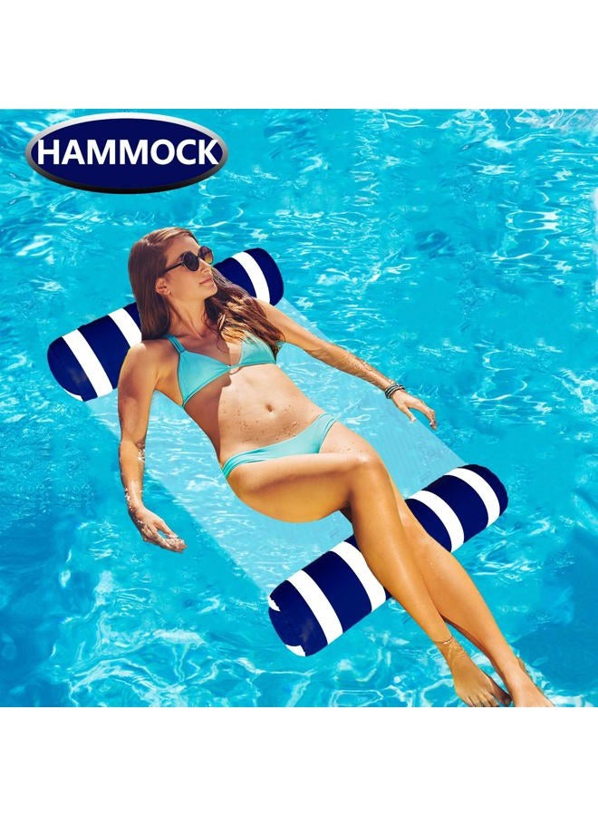 Annil 3 Pack Inflatable Pool Floats Adult Size Water Hammock,Floats for Swimming Pool,4-in-1 Multi-Purpose Floating Toys for Adults Vacation Fun & Rest, Blue & Pink NavyBlue (pool floats 3 new 3) - Image 2