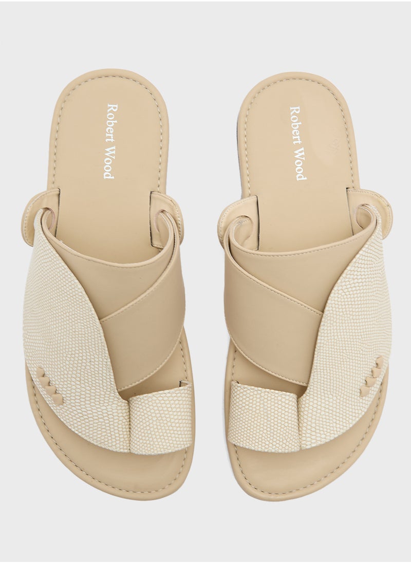 Robert Wood Traditional Two Tone Textured Arabic Sandals  - Image 4