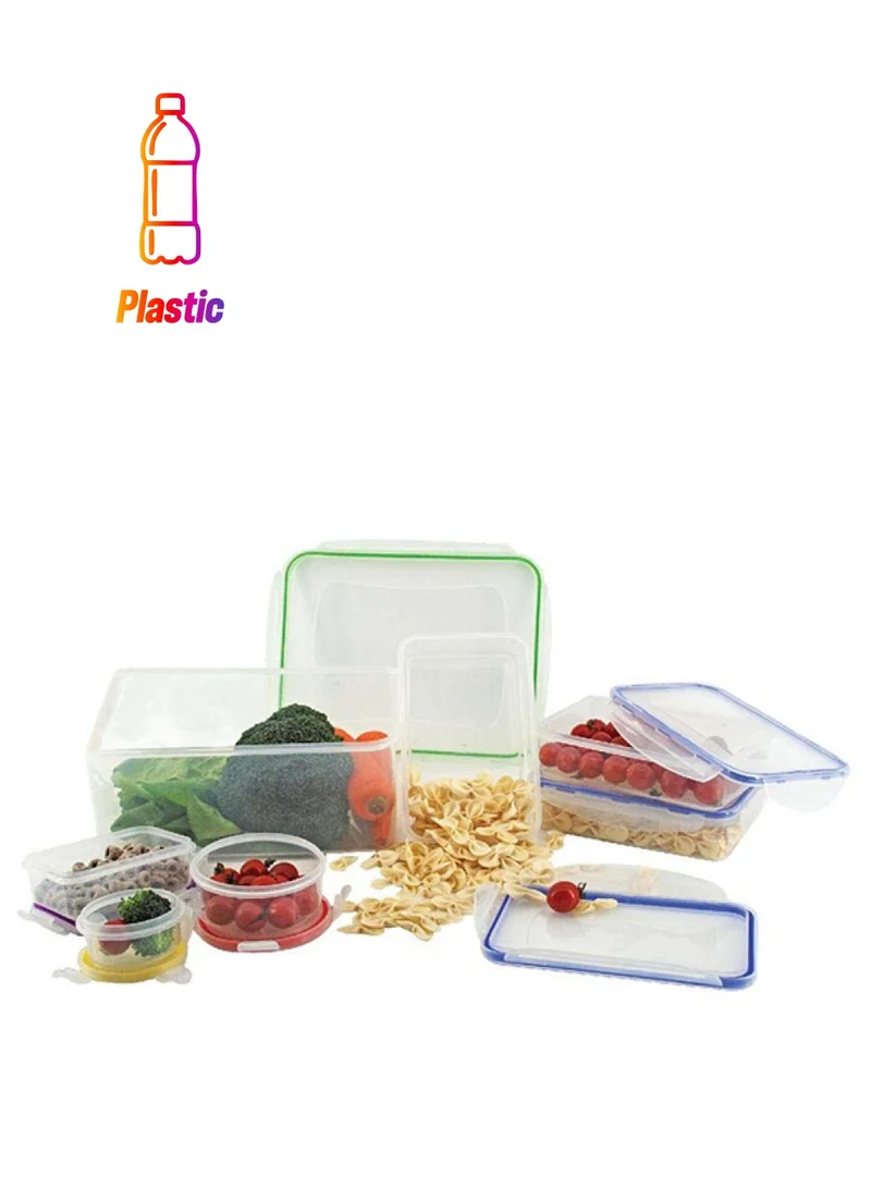 DANUBE HOME Essential 7-Piece Storage Container Set Pp plus Silicone  Re-Usable Food Storage Containers Stackable Organizer For Kitchen L29Xw22.5Xh12Cm - Blue