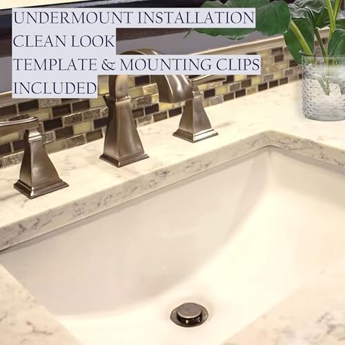 Nantucket Sinks UM-18x12-W White Undermount Bathroom Sink – 18" x 12" Rectangular Bowl Bath Sink for Vanity, High Gloss White Vitreous China, Scratch & Stain Resistant – Great Point - Image 3