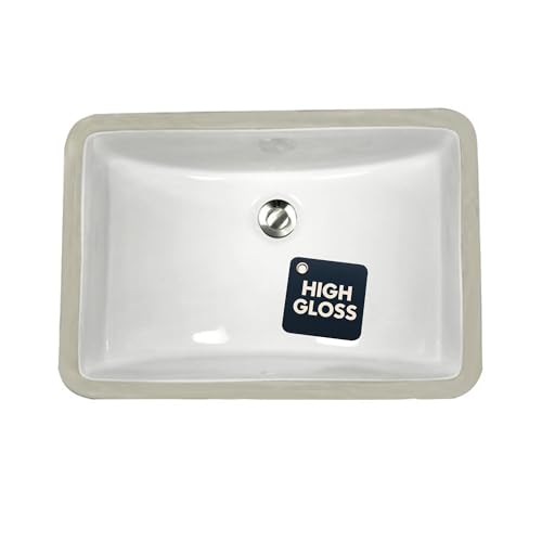 Nantucket Sinks UM-18x12-W White Undermount Bathroom Sink – 18" x 12" Rectangular Bowl Bath Sink for Vanity, High Gloss White Vitreous China, Scratch & Stain Resistant – Great Point - Image 1