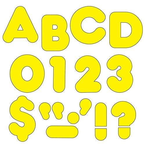 Trend Enterprises Trend Yellow 4" Casual Uppercase Ready Letters, Bulletin Board Decor, 4-Inch, 75 Pieces - Image 1
