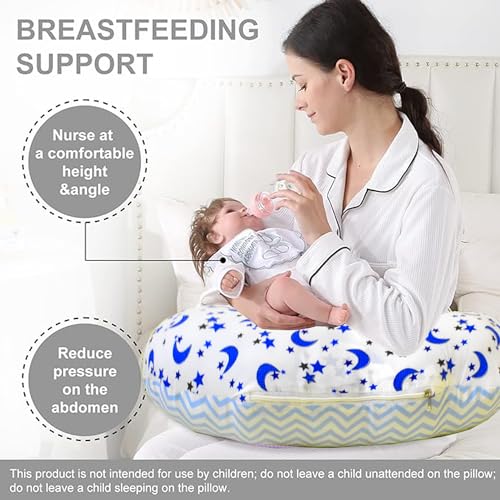 VParents Multipurpose Baby Feeding Nursing Cum Maternity Pillow for New Born Cotton, Recommended for Maternity, Nursing, Medical Galaxy (Blue) 110707 - Image 4