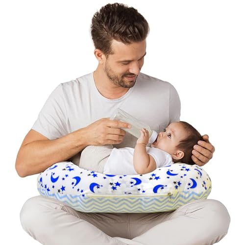 VParents Multipurpose Baby Feeding Nursing Cum Maternity Pillow for New Born Cotton, Recommended for Maternity, Nursing, Medical Galaxy (Blue) 110707 - Image 3