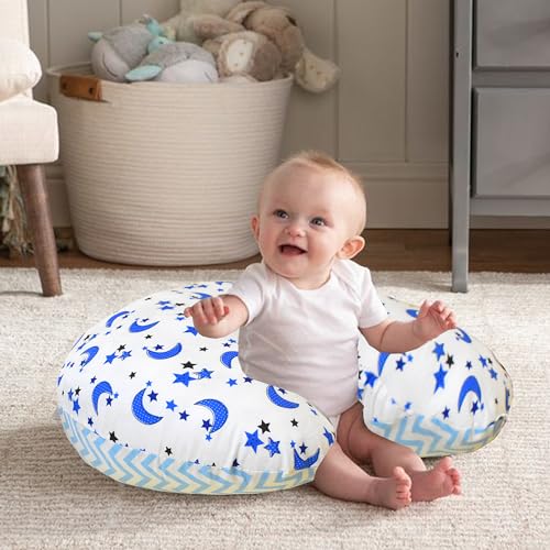 VParents Multipurpose Baby Feeding Nursing Cum Maternity Pillow for New Born Cotton, Recommended for Maternity, Nursing, Medical Galaxy (Blue) 110707 - Image 2