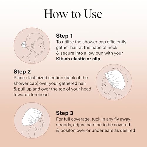 Kitsch Luxury Shower Caps for Women Reusable Waterproof - Flexi Satin Lined, Large Wide Shower Cap for Women & Men, Adjustable, Stylish Hair Cap for Shower, For Long & Short Hair - Terracotta Checker - Image 4