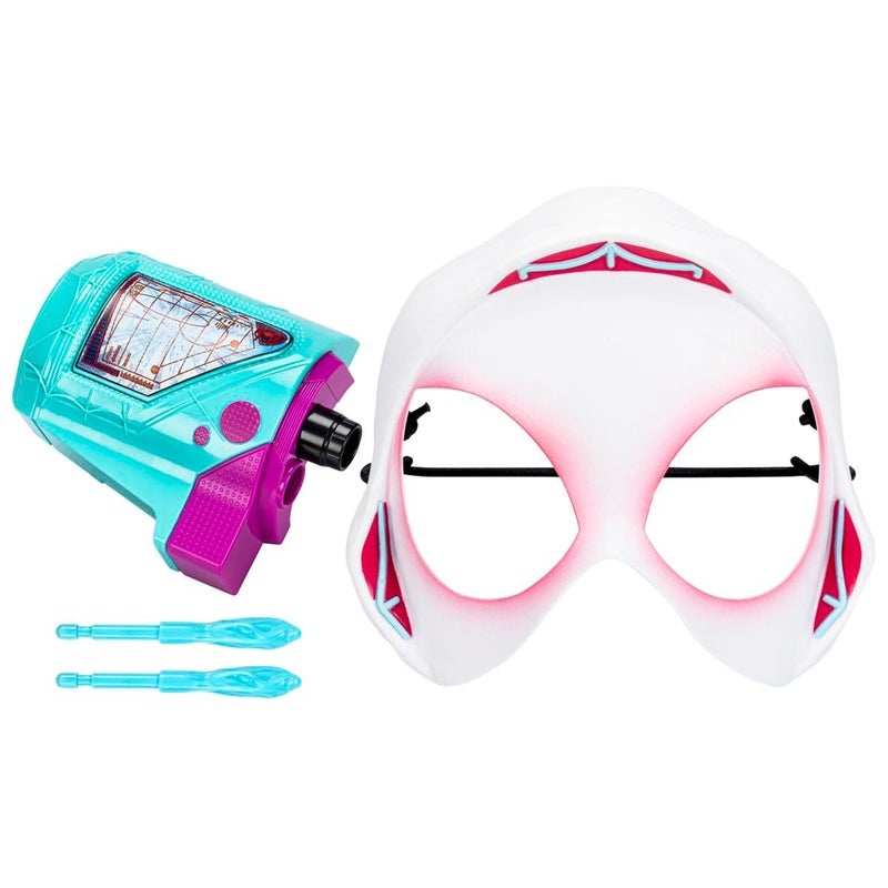Marvel Spider-Man: Across The Spider-Verse Spider-Gwen Web-Shot Slinger Mask and Blaster Set, Spider-Man Web Shooter Toy, Super Hero Toys for 5 Year Old Girls and Boys and Up - Image 2