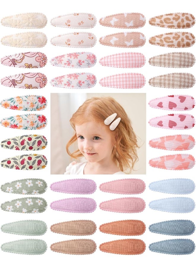 doboi 40Pcs Toddler Hair Clips Baby Girl Hair Bows Clips Floral Print Non Slip Wrapped Snap Heart shaped Hairpins Flower Clips for Hair Barrettes Hair Accessories for Baby Toddler Girls Kids - Image 1