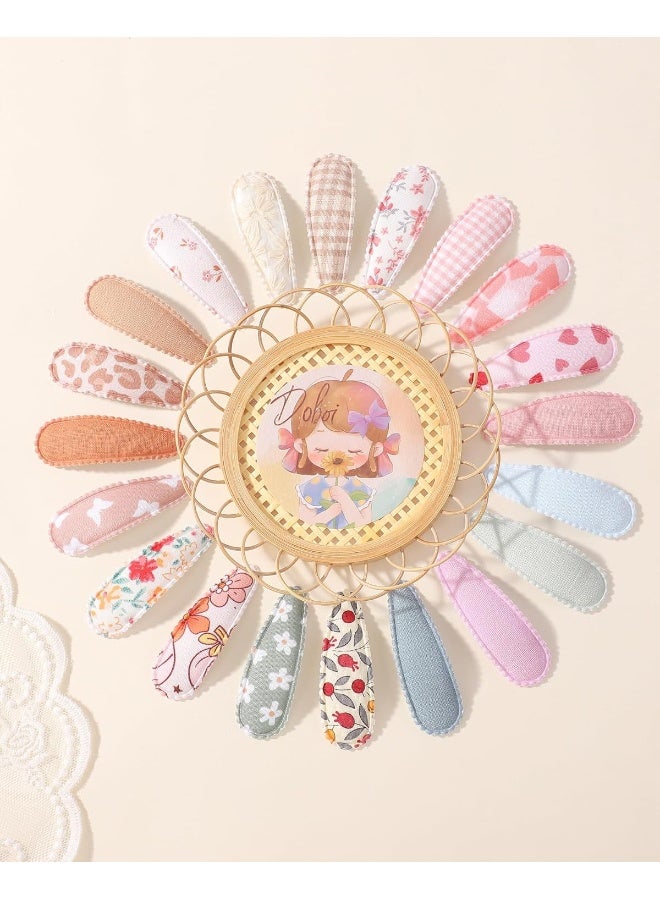 doboi 40Pcs Toddler Hair Clips Baby Girl Hair Bows Clips Floral Print Non Slip Wrapped Snap Heart shaped Hairpins Flower Clips for Hair Barrettes Hair Accessories for Baby Toddler Girls Kids - Image 5