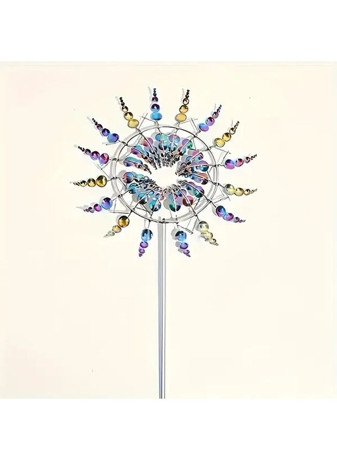 Metal Windmill Kinetic Energy Rotator Outdoor Garden Decor Color Wind Motion - Image 1