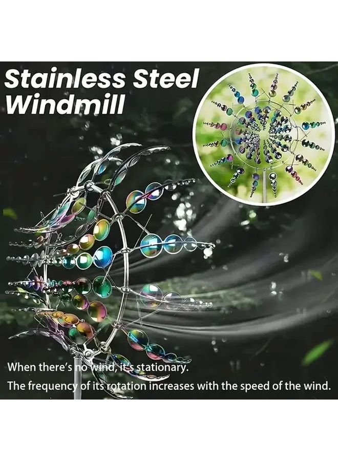 Metal Windmill Kinetic Energy Rotator Outdoor Garden Decor Color Wind Motion - Image 3