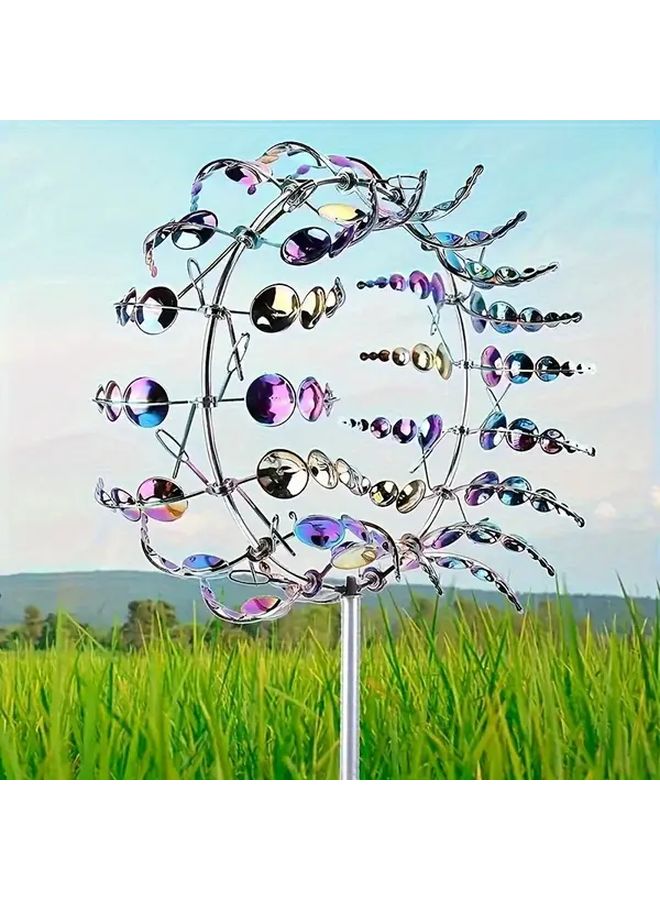 Metal Windmill Kinetic Energy Rotator Outdoor Garden Decor Color Wind Motion - Image 2