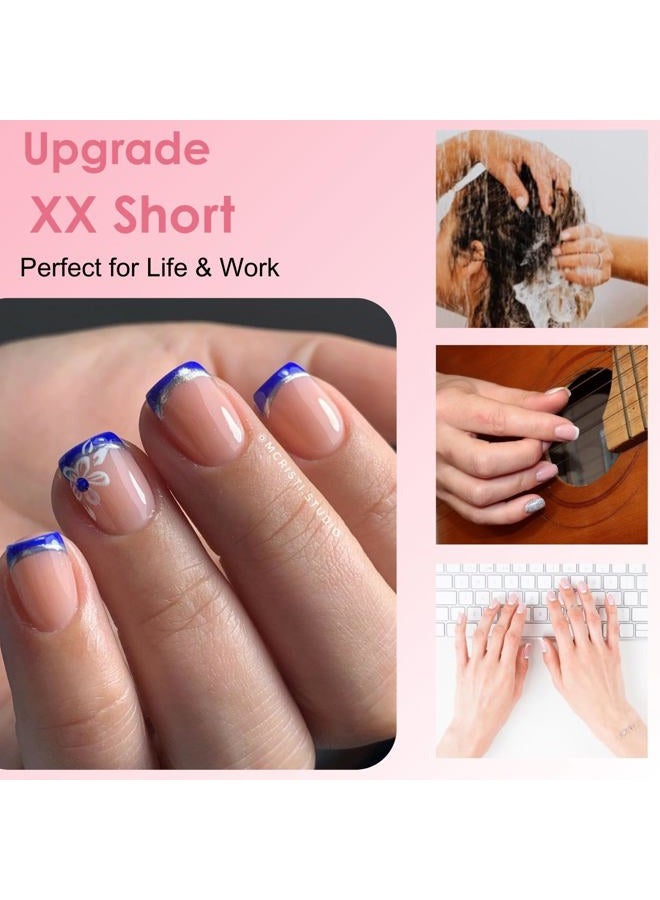 SINOKAME 600Pcs Extra Short XXS Square Gel Nail Tips, Small Petite Pre-etched Full Cover Fake Nails for Short Nail Beds, Extra Short Squoval Clear Press on Glue on Acrylic Nails Extension,12 Sizes - Image 5