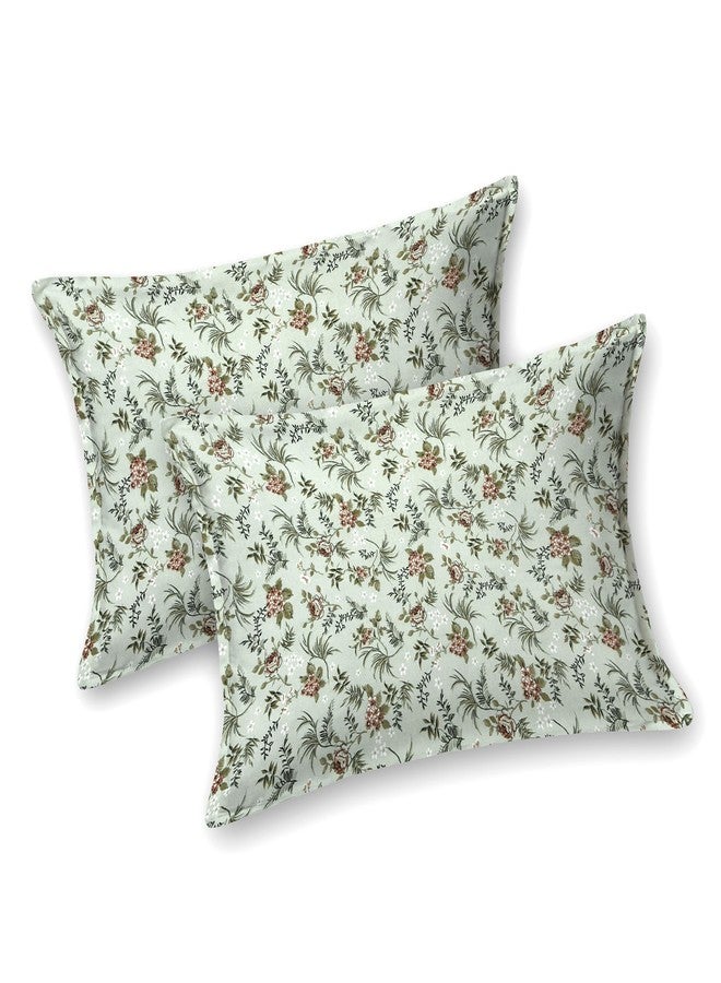 Bella Casa Double Bedsheet Set Cotton King Size With 2 Pillow Covers Floral Design Green Colour - Stella Collection, 180 Tc - Image 3