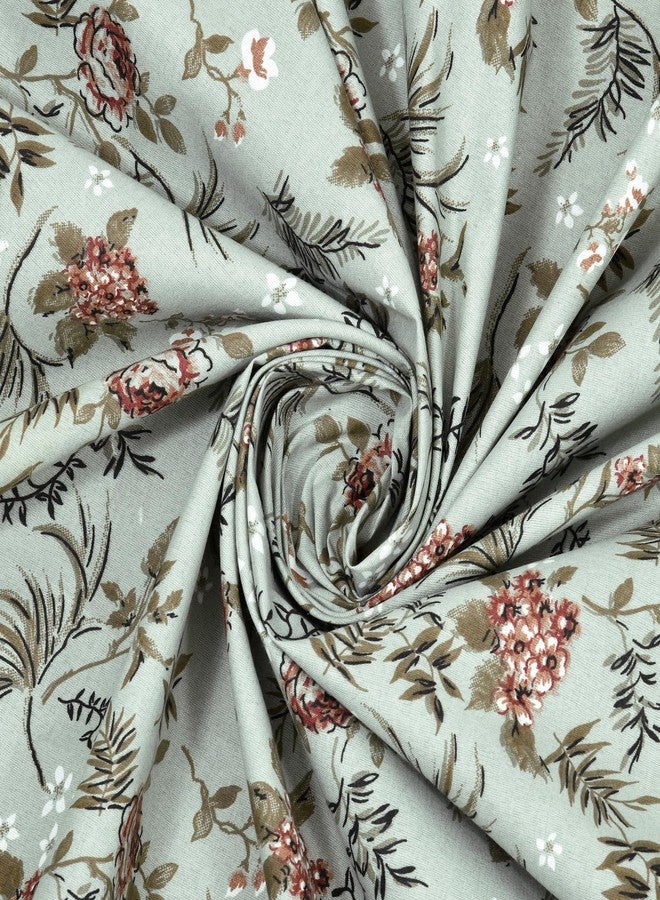 Bella Casa Double Bedsheet Set Cotton King Size With 2 Pillow Covers Floral Design Green Colour - Stella Collection, 180 Tc - Image 4